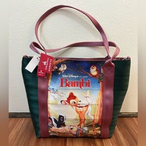 NWT Harveys Disney Bambi Tote in Forest Green with Mauve Straps